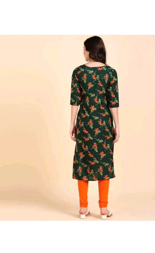 Ethnic 4 You  ₹221 WCP Women Printed Crepe Straight Kurta 4ze2d7 M 183 - M, Green Orange