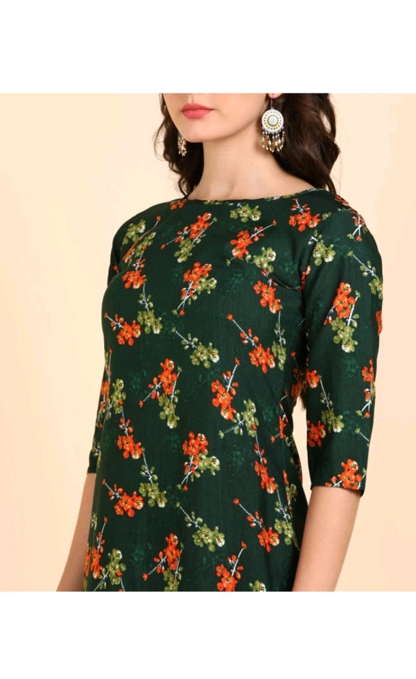 Ethnic 4 You  ₹221 WCP Women Printed Crepe Straight Kurta 4ze2d7 M 183 - M, Green Orange