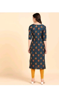 Ethnic 4 You  ₹221 WCP Women Printed Crepe Straight Kurta 4ze2d7 M 183 - XL, Blue Orange