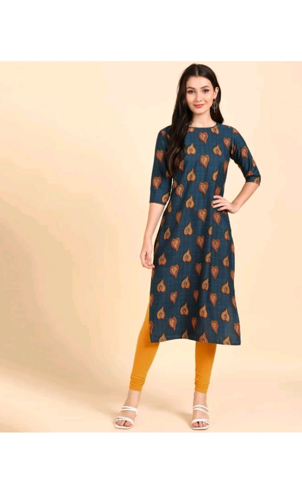 Ethnic 4 You  ₹221 WCP Women Printed Crepe Straight Kurta 4ze2d7 M 183 - XXL, Blue Orange