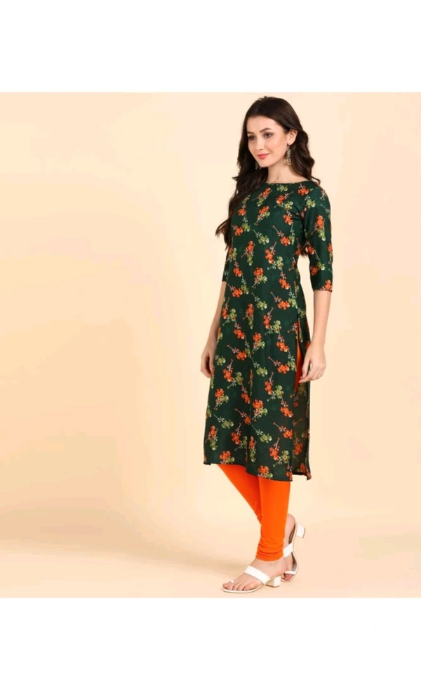 Ethnic 4 You  ₹221 WCP Women Printed Crepe Straight Kurta 4ze2d7 M 183 - XXL, Green Orange