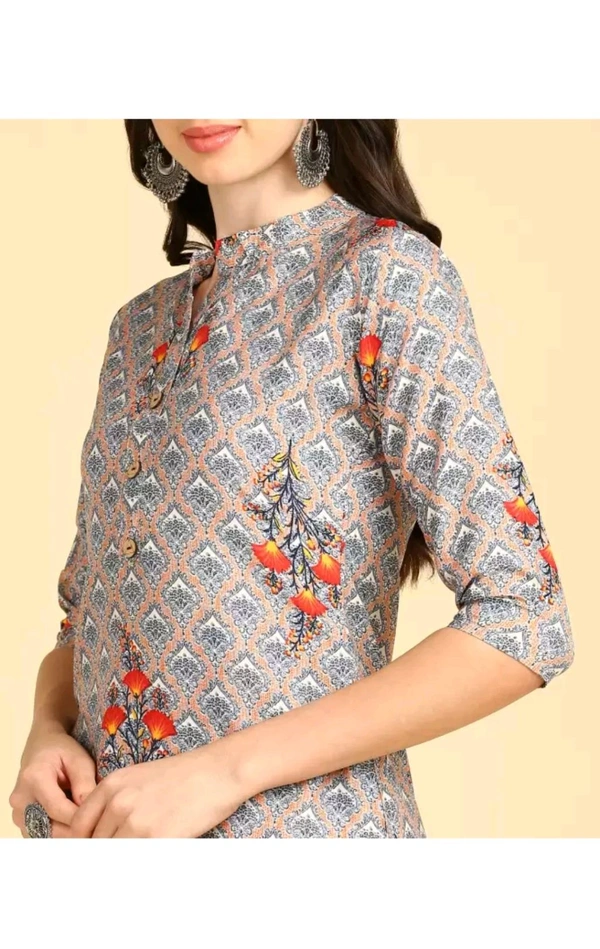 New Ethnic 4 You  ₹233 WCP Women Printed Crepe Straight Kurta hvemja M 207 - Beige, M