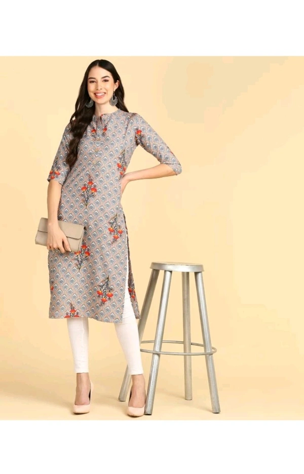 New Ethnic 4 You  ₹233 WCP Women Printed Crepe Straight Kurta hvemja M 207 - Beige, L