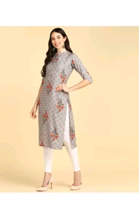 New Ethnic 4 You  ₹233 WCP Women Printed Crepe Straight Kurta hvemja M 207 - Beige, L