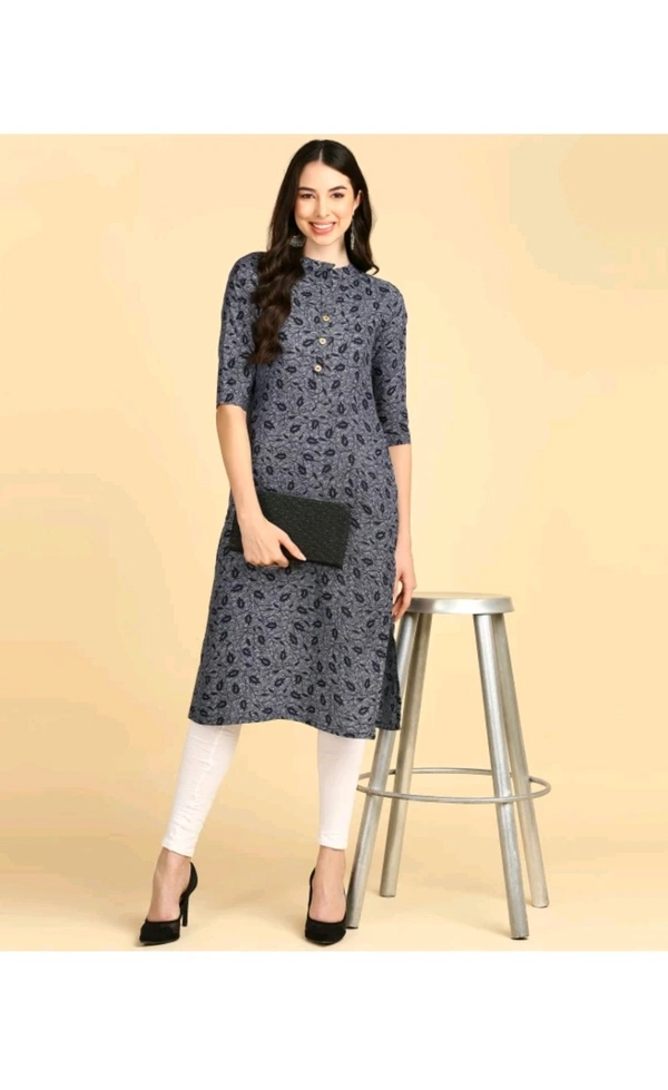 New Ethnic 4 You  ₹233 WCP Women Printed Crepe Straight Kurta hvemja M 207 - Navy Blue, S