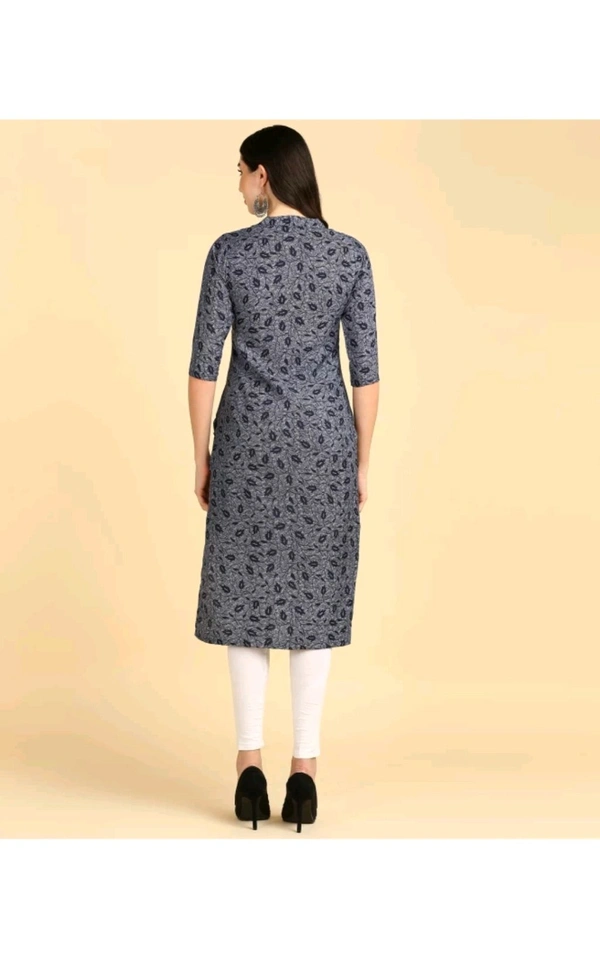 New Ethnic 4 You  ₹233 WCP Women Printed Crepe Straight Kurta hvemja M 207 - Navy Blue, S