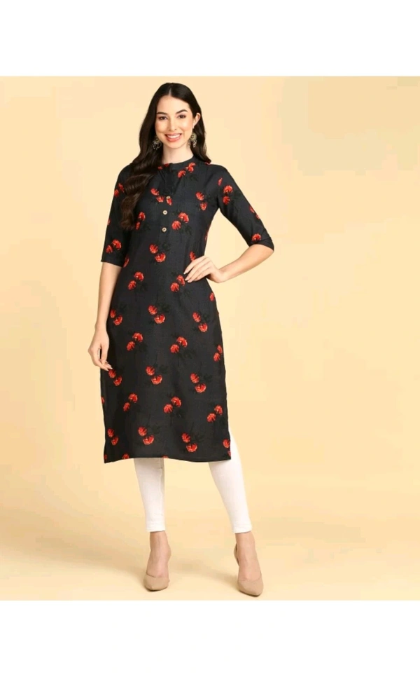 New Ethnic 4 You  ₹233 WCP Women Printed Crepe Straight Kurta hvemja M 207 - Dark Grey, S