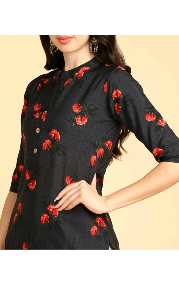 New Ethnic 4 You  ₹233 WCP Women Printed Crepe Straight Kurta hvemja M 207 - Dark Grey, L