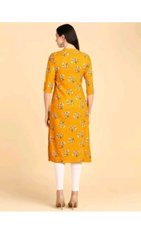 New Ethnic 4 You  ₹233 WCP Women Printed Crepe Straight Kurta hvemja M 207 - Yellow, XL