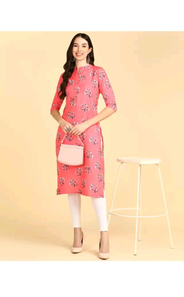 New Ethnic 4 You  ₹233 WCP Women Printed Crepe Straight Kurta hvemja M 207 - Pink, XXL