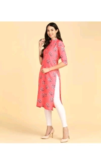 New Ethnic 4 You  ₹233 WCP Women Printed Crepe Straight Kurta hvemja M 207 - Pink, XXL