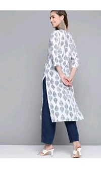 PF FASHION  ₹331 WCP Women Printed Pure Cotton Straight Kurta yge44q M 255 - White, S