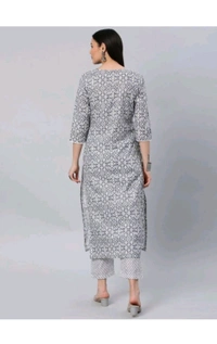 PF FASHION  ₹331 WCP Women Printed Pure Cotton Straight Kurta yge44q M 255 - Grey, M