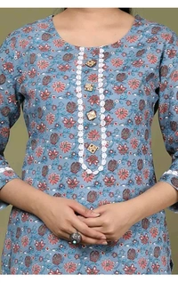 SHIVANSH CREATIONS ₹123 WCP Women Block Print Cotton Rayon Straight Kurta d4ci7r M 263 - Blue, S