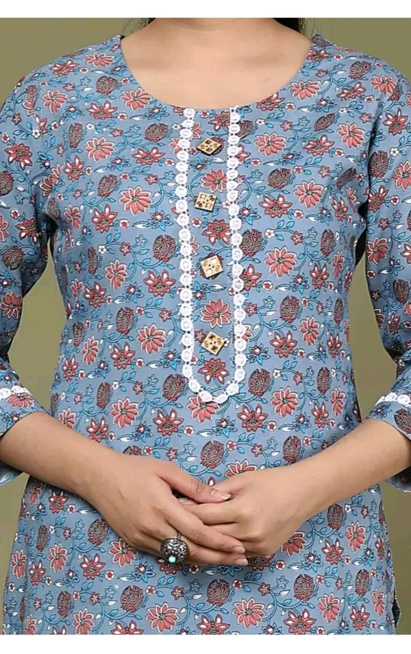 SHIVANSH CREATIONS ₹123 WCP Women Block Print Cotton Rayon Straight Kurta d4ci7r M 263 - Blue, S