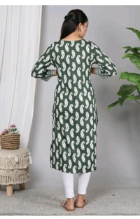 SHIVANSH CREATIONS ₹123 WCP Women Block Print Cotton Rayon Straight Kurta d4ci7r M 263 - Bottle Green, 3XL