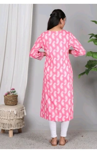 SHIVANSH CREATIONS ₹123 WCP Women Block Print Cotton Rayon Straight Kurta d4ci7r M 263 - Pink, 3XL