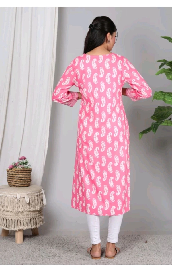 SHIVANSH CREATIONS ₹123 WCP Women Block Print Cotton Rayon Straight Kurta d4ci7r M 263 - Pink, 3XL