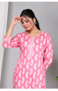 SHIVANSH CREATIONS ₹123 WCP Women Block Print Cotton Rayon Straight Kurta d4ci7r M 263 - Pink, 3XL