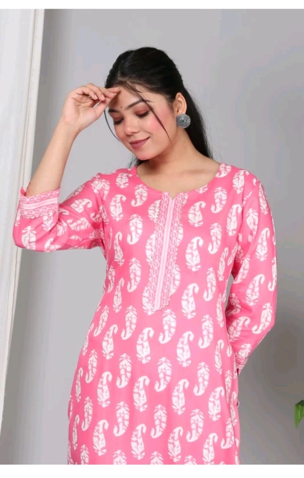 SHIVANSH CREATIONS ₹123 WCP Women Block Print Cotton Rayon Straight Kurta d4ci7r M 263 - Pink, 3XL