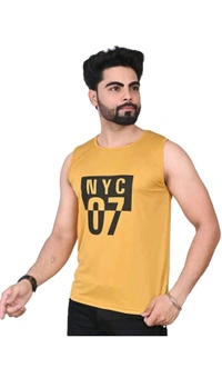 SEEYUSH ENTERPRISES  ₹106 WCP Cotton Blend Fabric Gym Vest eiszz7 M 151 - Mustard, M