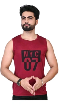 SEEYUSH ENTERPRISES  ₹106 WCP Cotton Blend Fabric Gym Vest eiszz7 M 151 - Red, XL