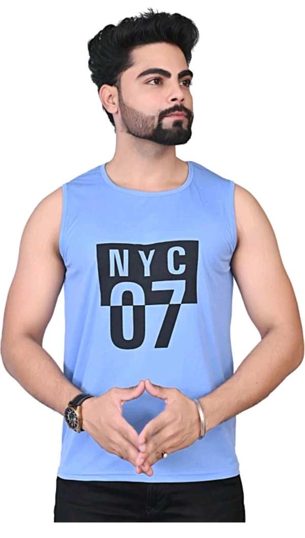 SEEYUSH ENTERPRISES  ₹106 WCP Cotton Blend Fabric Gym Vest eiszz7 M 151 - Sky, L