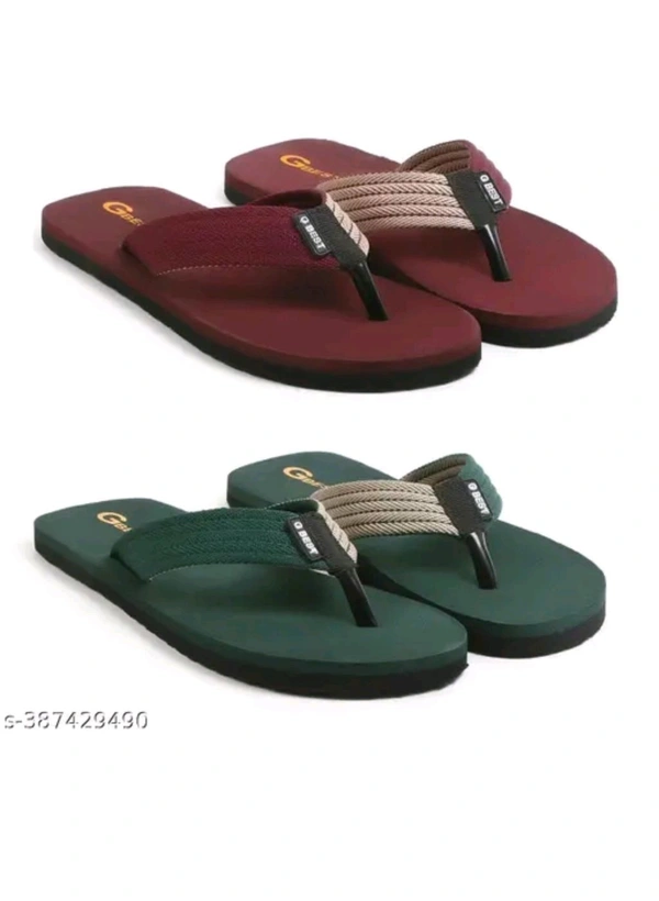 PIHU ENTERPRISES  ₹103 WCP Slippers Flip Flops For Men Pack Of 2 Pairs g5ra8x M 136 - Maroon Green, 9