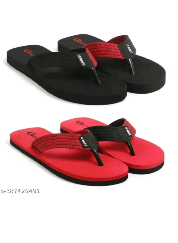 PIHU ENTERPRISES  ₹103 WCP Slippers Flip Flops For Men Pack Of 2 Pairs g5ra8x M 136 - Black Red, 6
