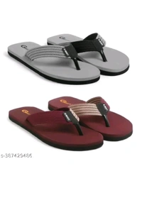 PIHU ENTERPRISES  ₹103 WCP Slippers Flip Flops For Men Pack Of 2 Pairs g5ra8x M 136 - Grey Maroon, 10