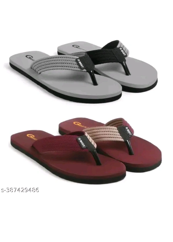 PIHU ENTERPRISES  ₹103 WCP Slippers Flip Flops For Men Pack Of 2 Pairs g5ra8x M 136 - Grey Maroon, 10