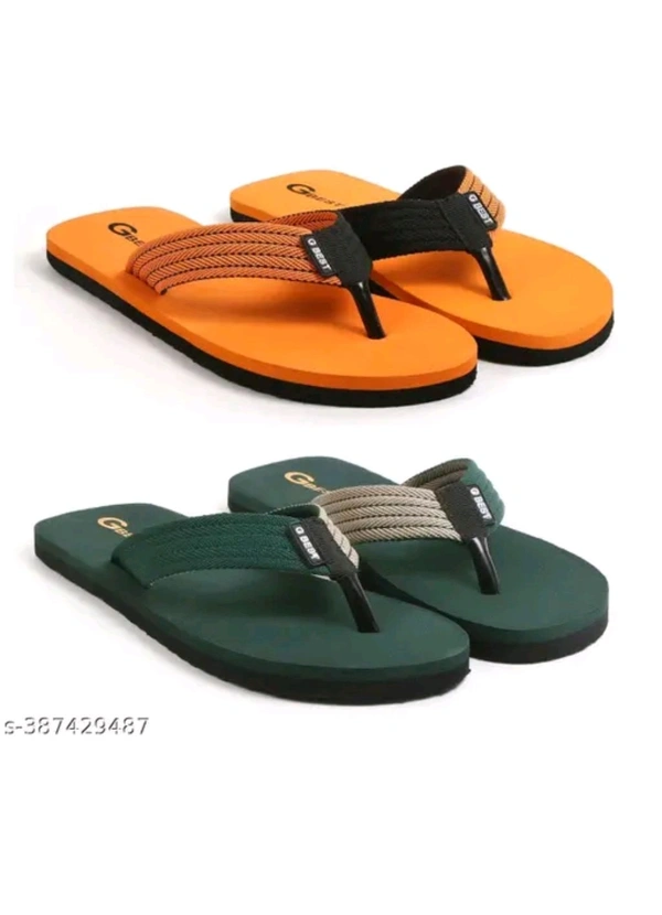 PIHU ENTERPRISES  ₹103 WCP Slippers Flip Flops For Men Pack Of 2 Pairs g5ra8x M 136 - Mustard Green, 10