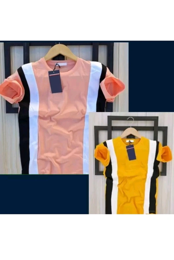 Fash N Fab ₹120 WCP Color Block Men Tshirt 1v9a3d M 173 - Pink Yellow, S
