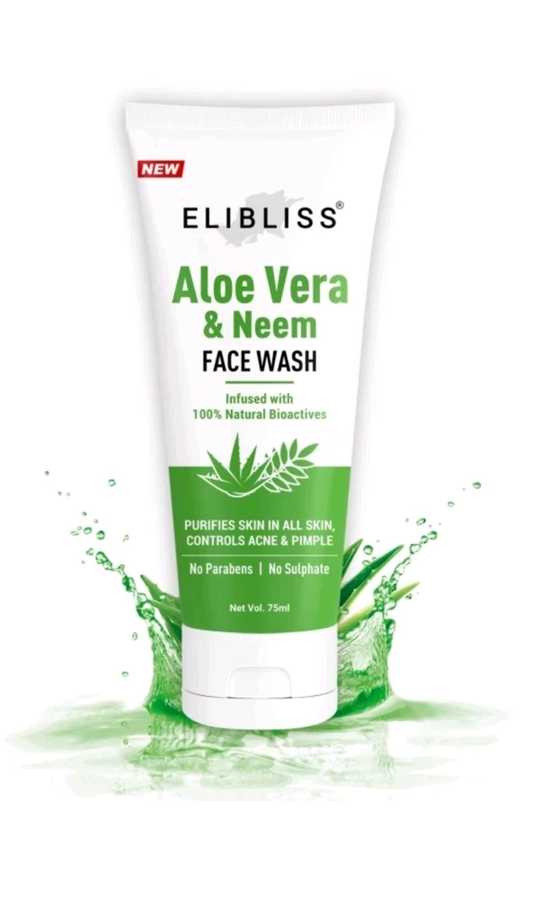 Janki Herbal  ₹66 WCP ELIBLISS Aloevera & Neem For Acne Control and Pore Cleaning Gel Men & Women All Skin Type Face Wash (75ml) tbfbay M 97