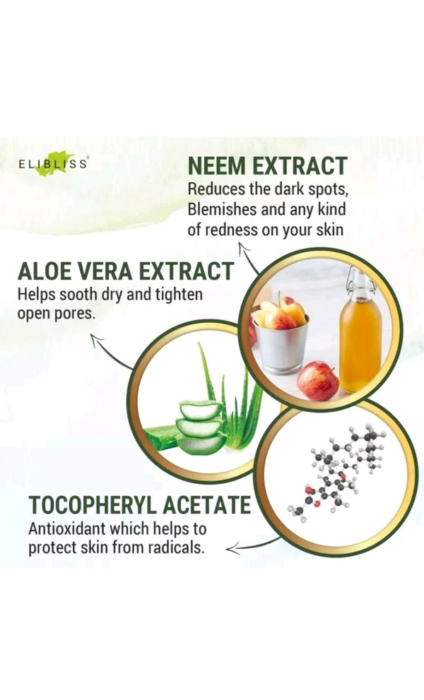 Janki Herbal  ₹66 WCP ELIBLISS Aloevera & Neem For Acne Control and Pore Cleaning Gel Men & Women All Skin Type Face Wash (75ml) tbfbay M 97