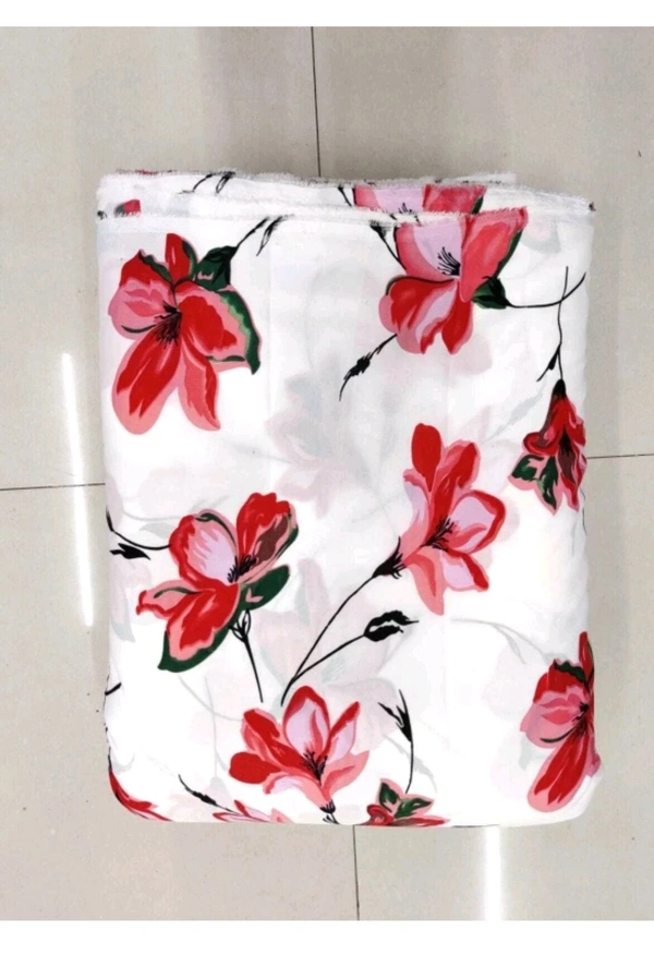 Lilaba Fabric  ₹142 WCP Crepe Floral Print Kurta Fabric M 271 - Pink White