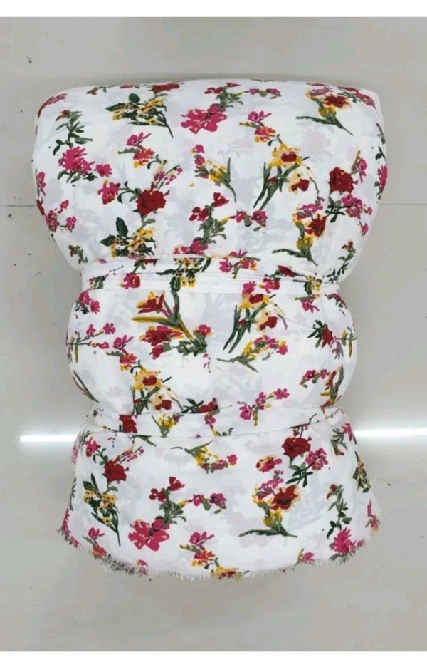 Lilaba Fabric  ₹142 WCP Crepe Floral Print Kurta Fabric M 271 - White
