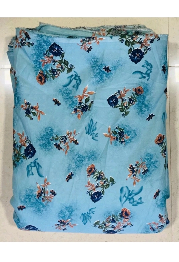 Lilaba Fabric  ₹142 WCP Crepe Floral Print Kurta Fabric M 277 - Blue