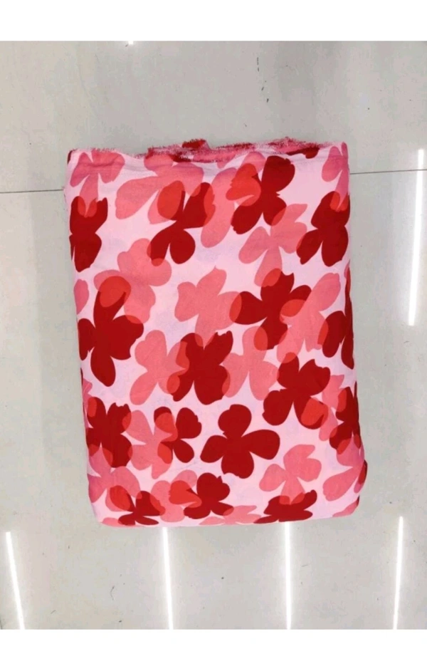 Lilaba Fabric  ₹142 WCP Crepe Floral Print Kurta Fabric M 277 - Pink
