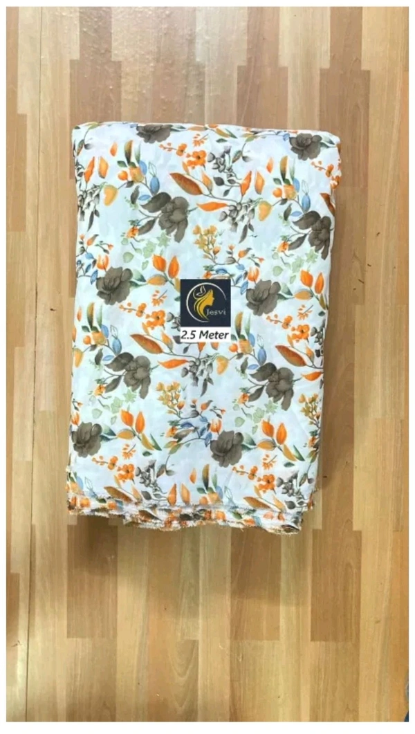 Jesvi Textile  ₹133 WCP Crepe Floral Print Kurta Fabric M 247 - White