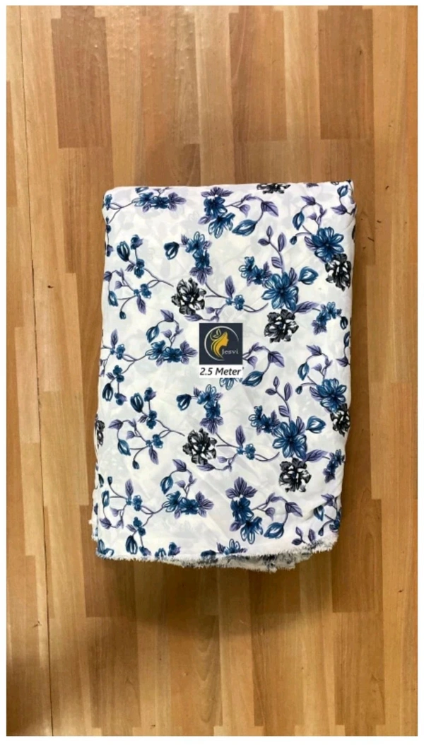 Jesvi Textile  ₹133 WCP Crepe Floral Print Kurta Fabric M 247 - White 1