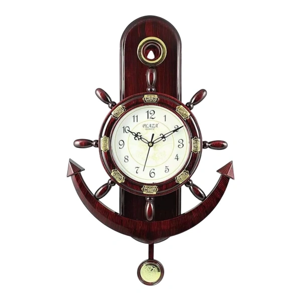 IP USD $ 5.65  Ship $ 5-9 Analog Wall Clock (Maroon, With Glass) - Maroon