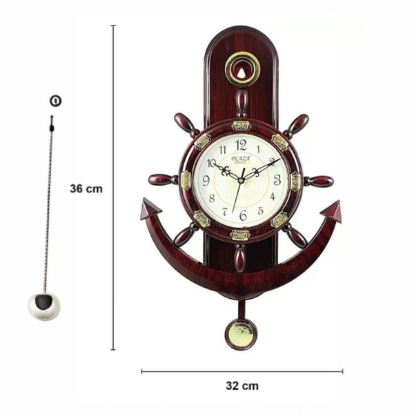 IP USD $ 5.65  Ship $ 5-9 Analog Wall Clock (Maroon, With Glass) - Maroon