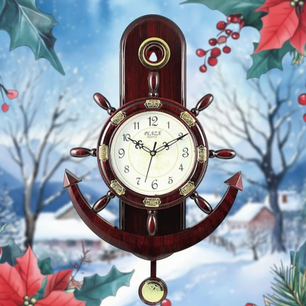 IP USD $ 5.65  Ship $ 5-9 Analog Wall Clock (Maroon, With Glass) - Maroon