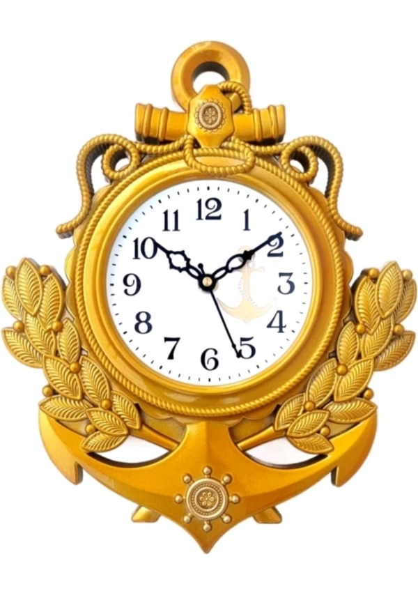 USD $ 10.50 ANSHCRAFTS Analog Wall Clock (Gold With Glass) rb.gy/ksgly2 - Yellow