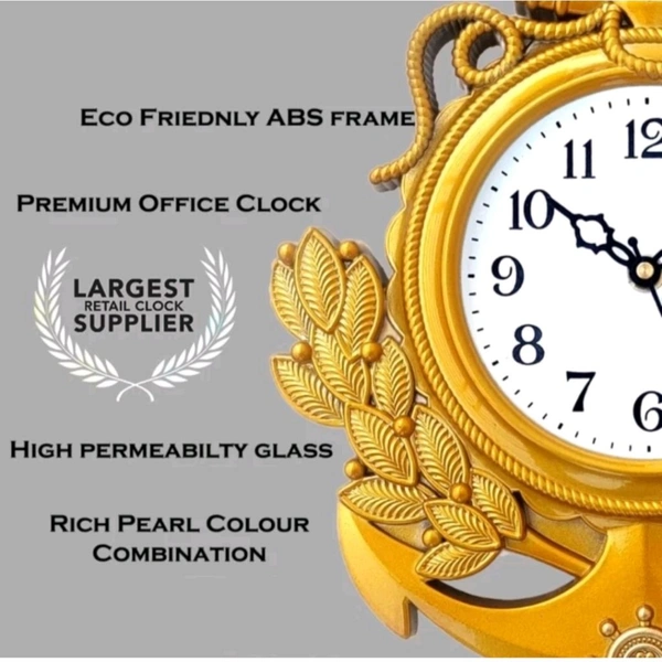 USD $ 10.50 ANSHCRAFTS Analog Wall Clock (Gold With Glass) rb.gy/ksgly2 - Yellow