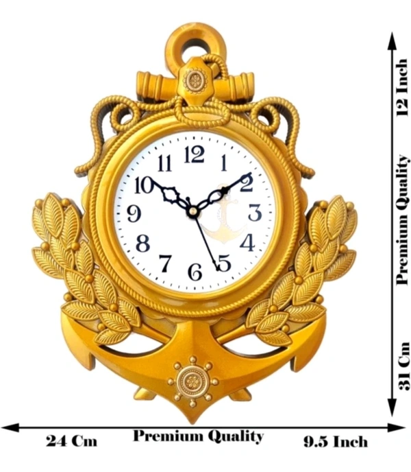 USD $ 10.50 ANSHCRAFTS Analog Wall Clock (Gold With Glass) rb.gy/ksgly2 - Yellow