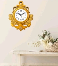 USD $ 10.50 ANSHCRAFTS Analog Wall Clock (Gold With Glass) rb.gy/ksgly2 - Yellow