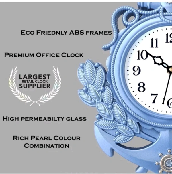 USD $ 10.50 ANSHCRAFTS Analog Wall Clock (Gold With Glass) rb.gy/ksgly2 - Light Blue