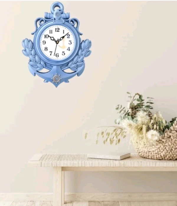 USD $ 10.50 ANSHCRAFTS Analog Wall Clock (Gold With Glass) rb.gy/ksgly2 - Light Blue